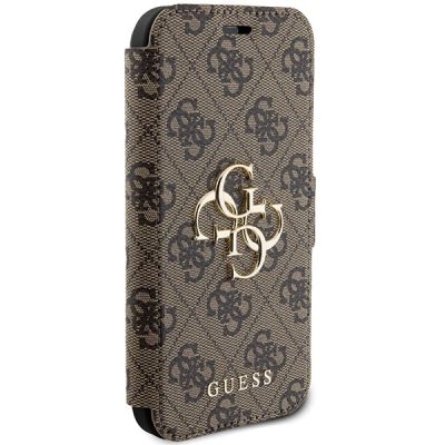 4. Guess 4G Hülle mit großem Metalllogo für iPhone 13 / 14 / 15 - Braun