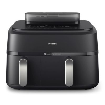 18. Philips Fritteuse der Serie 5000 NA551/00, Doppelfritteuse, 9 l, autonom, 2750 W, Heißluftfritteuse, Schwarz/Silber