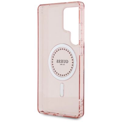 7. Guess Strass-bedruckte MagSafe-Hülle für Samsung Galaxy S25 Ultra, Pink