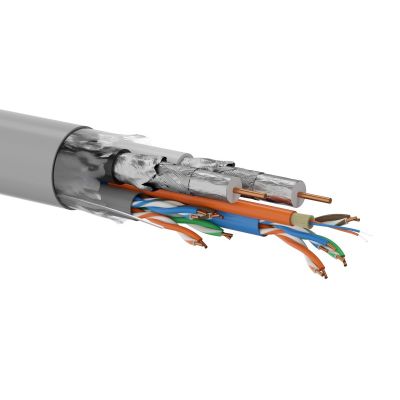 Q-LANTEC Multimedia-Multikabel 2 x U/UTP Kat. 6 + 2 x RG6 1.13 + 2 x FO G657A1, LSOH DCA, grau, 500 m