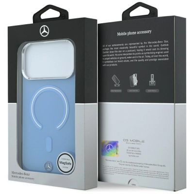 8. Mercedes Doppelschicht-MagSafe-Hülle mit ikonischem Logo für iPhone 18 Pro Max / 17 Pro Max – Blau