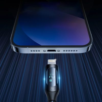 5. USB-A-Kabel – Lightning Wozinsky WUALC1 mit LED-Anzeige 2,4 A 1 m – Schwarz