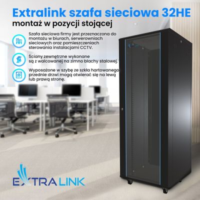 12. Extralink Rack-Schrank 32U 600x1000 Schwarz Standgerät