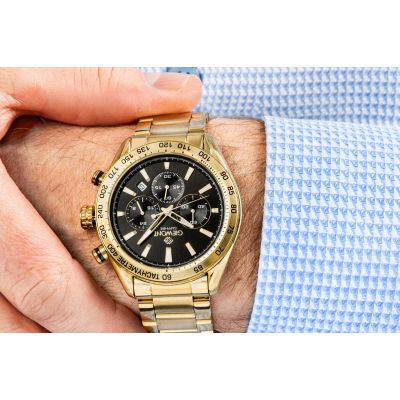 5. Giewont Herrenuhr Chronograph Saphir Gold Schwarz GW9580-B4