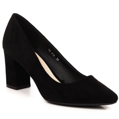 13. Sergio Leone W SK403A schwarze Wildlederpumps mit Blockabsatz