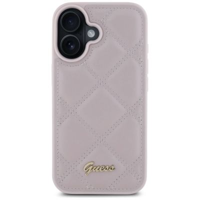 3. Guess Quilted Metal Logo-Hülle für iPhone 16 – Rosa