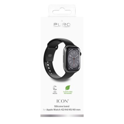 2. Puro Icon Silikonarmband für Apple Watch 42 / 44 / 45 / 49 mm - schwarz (2 Stk.)