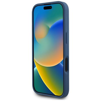 5. Guess Grained Roses Big 4G Logo Hülle für iPhone 16 - Blau