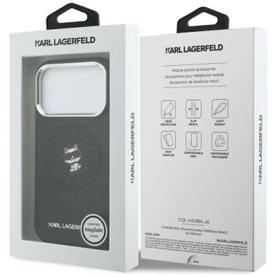 8. Karl Lagerfeld Point & Choupette Sketch MagSafe Hülle für iPhone 18 Pro / 17 Pro - Schwarz