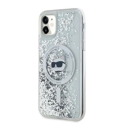 2. Karl Lagerfeld Liquid Glitter Choupette Head MagSafe Hülle für iPhone 11 / Xr – Transparent