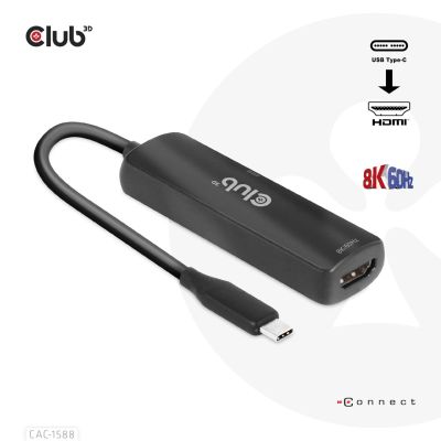 9. CLUB3D CAC-1588 Kabeladapter 0,17 m USB Typ-C HDMI Schwarz