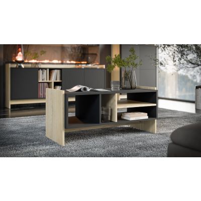 2. PORTO Couchtisch 100x50x46 Eiche/Schwarz