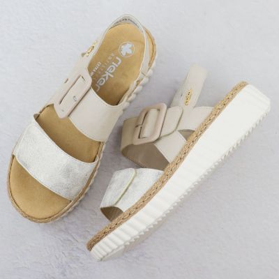 3. Beige Keilsandalen für Damen Rieker 69260-60