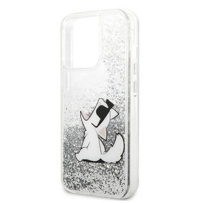 6. Karl Lagerfeld Liquid Glitter Choupette Fun Case für iPhone 13 Pro Max 6,7" - Silber