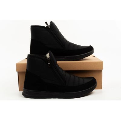 9. Progress Damen-Winterstiefel, schwarze gefütterte Schneestiefel mit Lammfellfutter