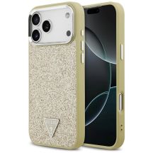 Guess Glitter Triangle Logo MagSafe Hülle für iPhone 17 Pro Max - Gold