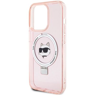 6. Karl Lagerfeld KLHMP15LHMRSCHP iPhone 15 Pro 6,1" rosa/rosa Hardcase Ringständer Choupette Head MagSafe
