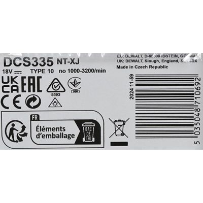 8. 18V Stichsäge ohne Akku und Ladegerät DCS335NT DEWALT