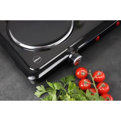 10. ELDOM Elektroherd mit zwei Kochstellen PG22, 2500 W, stufenlose Temperaturregelung, Plattendurchmesser 18,5 cm + 15,5 cm
