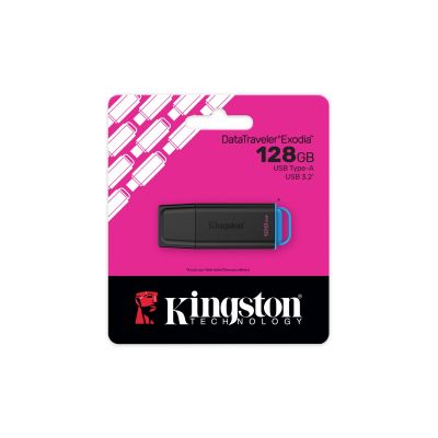 5. KINGSTON 128 GB Tragbarer USB 3.2 Gen 1 DataTraveler Exodia Schwarz/Blau