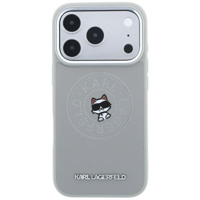3. Karl Lagerfeld Point & Choupette Sketch MagSafe Hülle für iPhone 18 Pro Max / 17 Pro Max – Grau