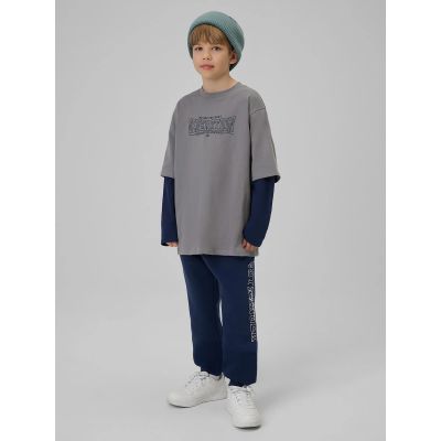 6. Langärmliges, locker geschnittenes Jungen-Shirt mit Aufdruck, Größe 4F 4FJRSS26TLONM631-24S