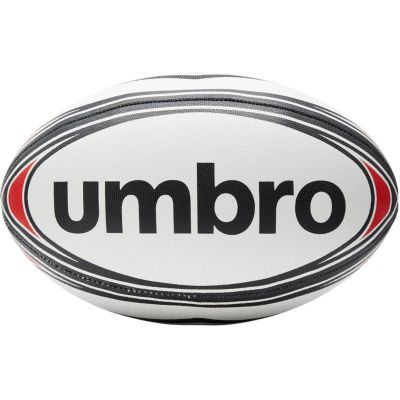 3. UMBRO 26762U Rugbyball Größe 5 Weiß/Rot/Schwarz