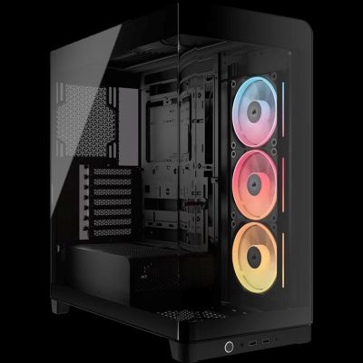 Corsair FRAME 4500X LX-R RGB Midi-Tower-Gehäuse mit Seitenwand aus gehärtetem Glas, Schwarz