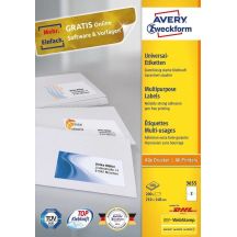 Avery 3655 Selbstklebende Etiketten Rechteckig Permanent Weiß 200 Stück.