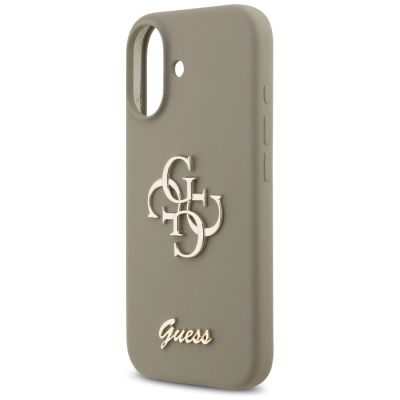 6. Guess Silikonhülle mit großem 4G-Schriftzug für iPhone 17 – Braun