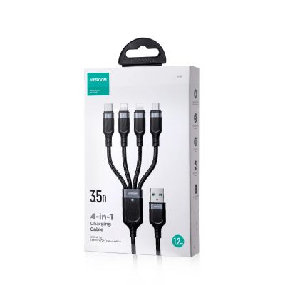 5. Joyroom Multi-Use Series S-A18 4in1 USB-A - USB-C / Lightning / Lightning / Micro-USB-Kabel 1,2 m - Schwarz