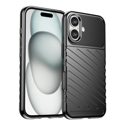 Thunder Case Silikonhülle für iPhone 16 – Schwarz