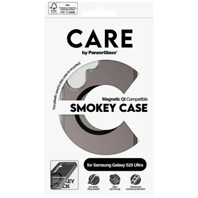 4. CARE by PanzerGlass Flagship Urban Combat Black QI-Hülle für Samsung Galaxy S25 Ultra – Halbtransparentes Rauchglas