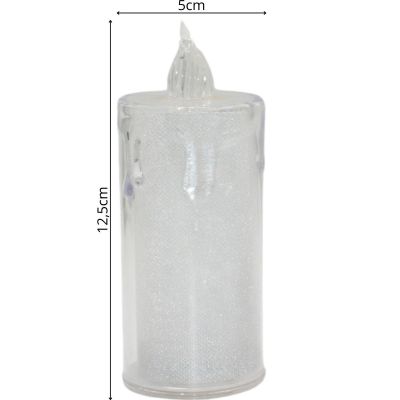 11. Dekorative Kerze, 12,5 cm, transparent, warmweiß, 1 LED