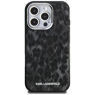 3. Karl Lagerfeld IML MagSafe-Hülle mit Leopardenmuster für iPhone 16 Pro Max – Schwarz