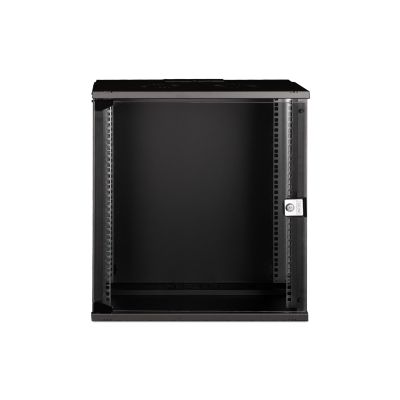 54. 19-Zoll-12-HE-Wandnetzwerkschrank, SOHO PRO 595 x 540 x 400 mm, Glastür, schwarz, unmontiert, 60 kg