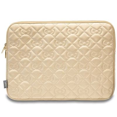 3. Hello Kitty Zip PU Quilted Bows-Tasche für einen 14-Zoll-Laptop – Gold