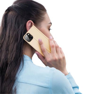 9. Dux Ducis Skin Pro Holster Cover Flip iPhone 13 mini gold