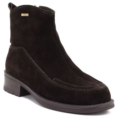 Damen-Ankle-Boots aus Leder mit Ziernähten, Schokoladenbraun, Big Star