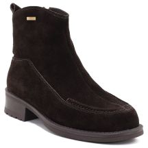 Damen-Ankle-Boots aus Leder mit Ziernähten, Schokoladenbraun, Big Star