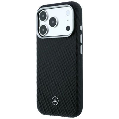 2. Mercedes Leder-Halbhülle in Holzoptik mit MagSafe-Funktion für iPhone 17 Pro Max / 18 Pro Max – Schwarz