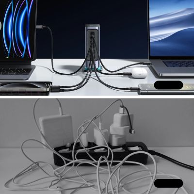 12. Joyroom JR-TCM02 Multiport-GaN-Ladegerät 65W EU 4x USB-C 2x USB-A - Dunkelgrau