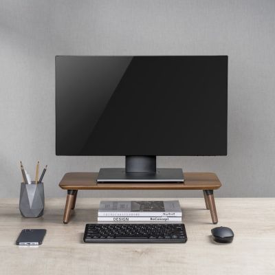 3. Maclean Monitor-/Laptopständer aus Holz (500 x 240 x 120 mm), Schwarznuss, max. 20 kg, MC-930