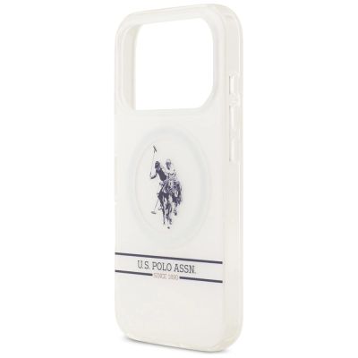6. US Polo DH und Bottom Stripe Logo MagSafe Hülle für iPhone 17 Pro - Weiß