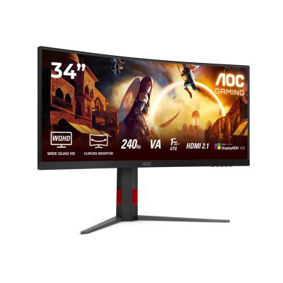 2. AOC CU34G4Z 34-Zoll-Monitor, Fast VA, WQHD 21:9, 240 Hz, 1 ms, 3440 x 1440 Pixel, 450 cd/m², 2 HDMI-Anschlüsse, Schwarz