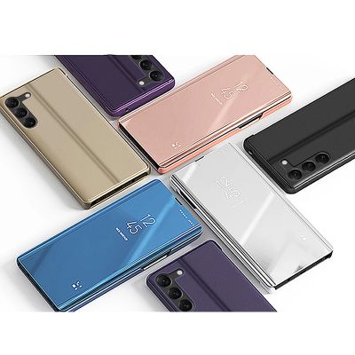 4. Clear View Case Hülle für Samsung Galaxy S23+ Flip Cover blau