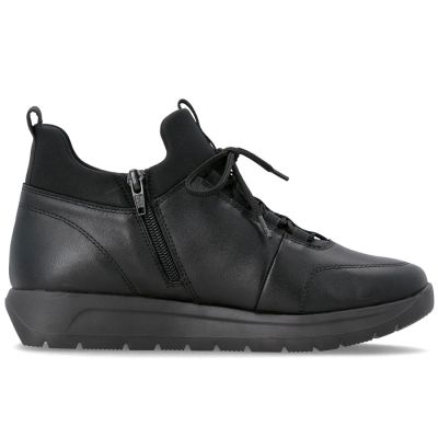 2. Schwarze, gefütterte Damen-Ankle-Boots aus Leder von Remonte Rieker (Modell D2V06-35)