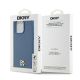 8. DKNY MagSafe-Hülle aus Leder mit Monogrammmuster und Metalllogo für iPhone 15 Pro Max – Blau