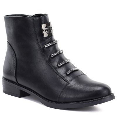 Schwarze flache Damen-Ankle-Boots M.Daszyński SA62-126