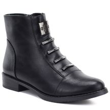 Schwarze flache Damen-Ankle-Boots M.Daszyński SA62-126